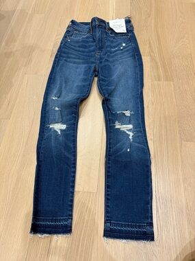 Abercrombie & Fitch Dark Blue High Rise Distressed Jeans